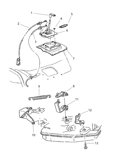 1998 Jeep Grand Cherokee Cable Gearshift Control Diagram for 52104095