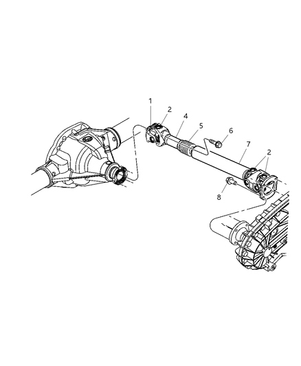 2007 Dodge Ram 3500 Cab Chassis Propeller Shaft - Front Diagram