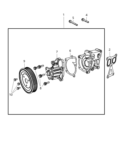 2007 Chrysler Sebring Water Pump & Related Parts Diagram 1 - Thumbnail