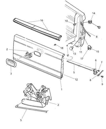 2011 Ram Dakota Tailgate of Body - Sheet Metal Except Doors Diagram