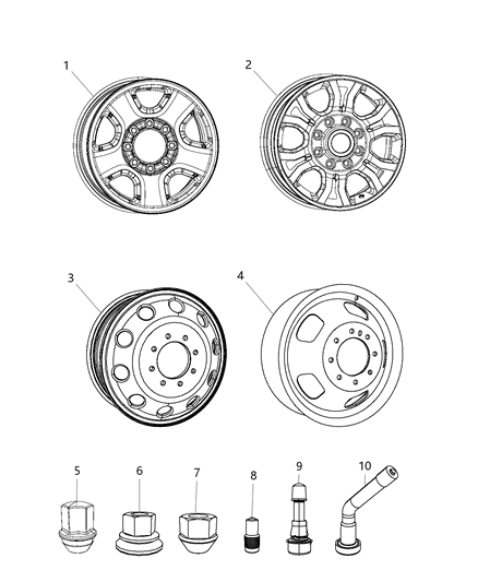 2018 Ram 3500 Cab Chassis Wheels & Hardware Diagram
