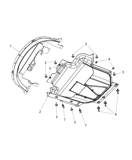 2017 Dodge Journey Under Body Shields & Skid Plate Diagram