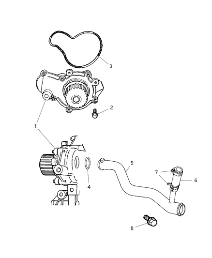 1998 Dodge Avenger Water Pump & Related Parts Diagram 1 - Thumbnail