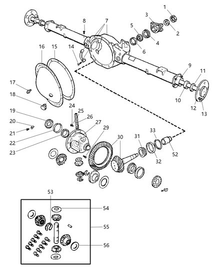 2004 Dodge Durango Axle, Rear, With Differential And Carrier Diagram 1 - Thumbnail