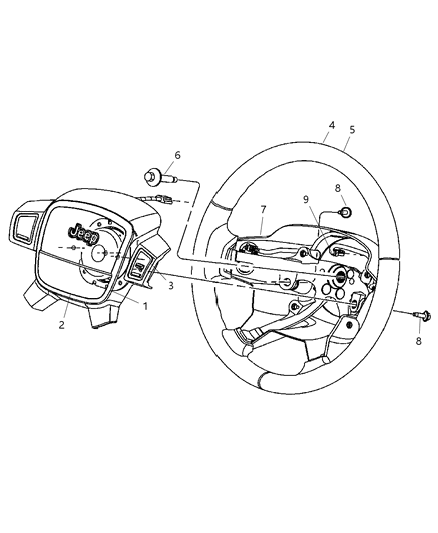 2007 Jeep Grand Cherokee Steering Wheel Diagram for 1HA531D1AA