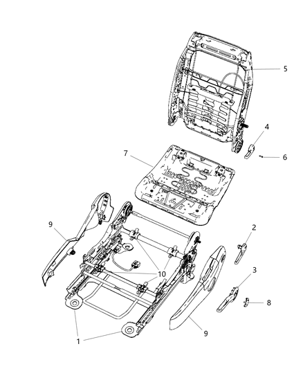 2009 Chrysler Sebring Adjusters, Recliners & Shields - Driver Seat - Manual Diagram 2 - Thumbnail