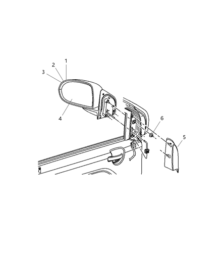 2011 Jeep Compass Mirror Outside, Rearview, Electric, Heated Diagram for 5115047AK