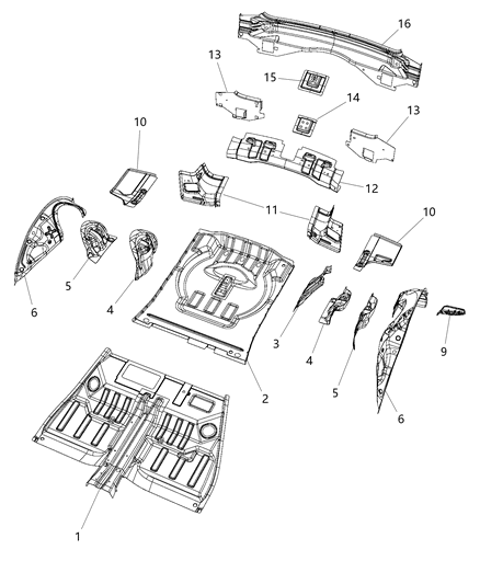 2015 Jeep Grand Cherokee Rear Floor Pan Diagram