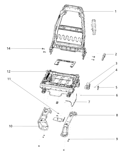 2017 Jeep Wrangler Adjusters, Recliners & Shields - Driver Seat Diagram 2 - Thumbnail