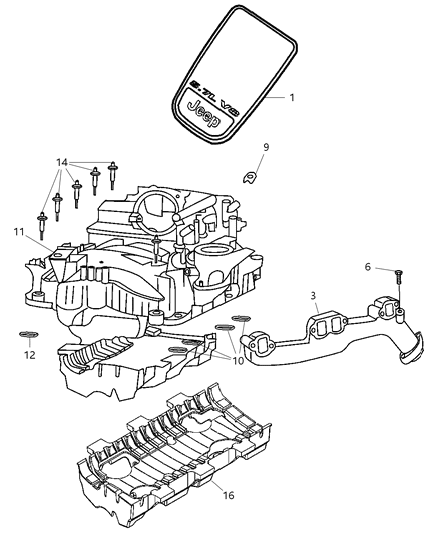 2005 Jeep Grand Cherokee Cover Engine Diagram for 53013718AA