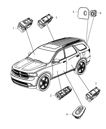 2013 Dodge Durango Bezel Liftgate Switch Diagram for 1TK09BD3AA