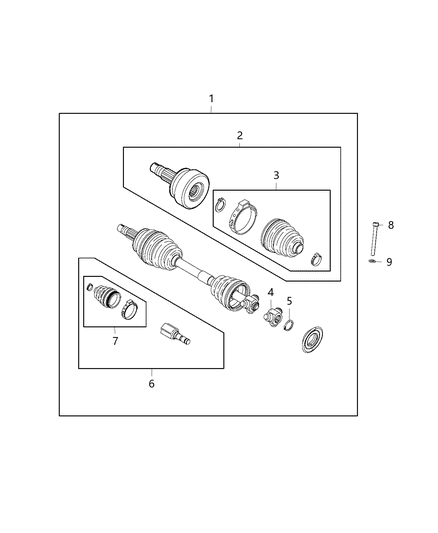 2017 Jeep Renegade CV Joint Outer Diagram for 68263107AA