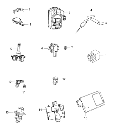 2016 Jeep Renegade Sensor Tire Pressure Diagram for 68252493AB