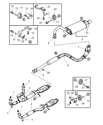 2003 Chrysler Sebring Tail Pipe Extension Diagram for MR497446