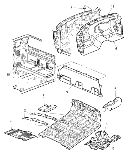 2003 Dodge Dakota Silencer Dash Panel Diagram for 55361038AF