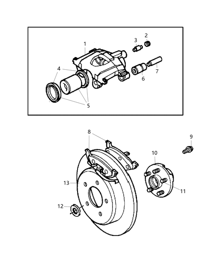 2005 Dodge Caravan Brakes, Rear Disc Diagram