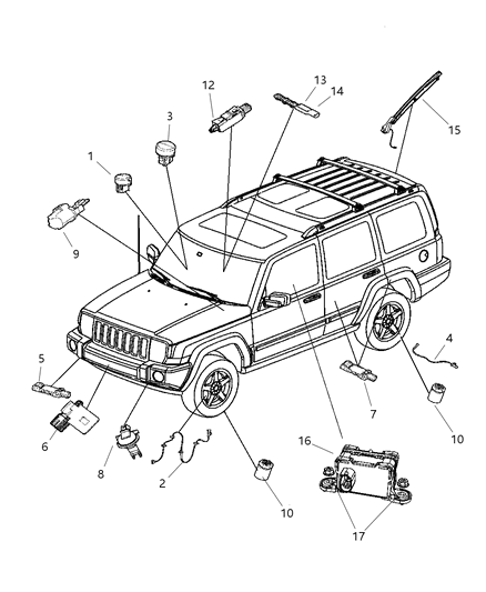 2007 Jeep Commander Sensor Tire Pressure Diagram for 56053036AA