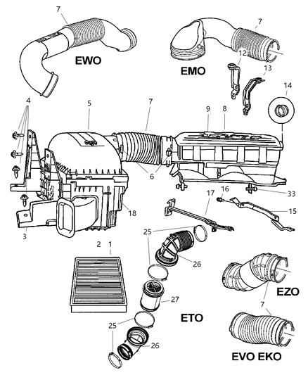 2003 Dodge Ram 3500 Air Cleaner Assembly Bushing Diagram for 4573211AB