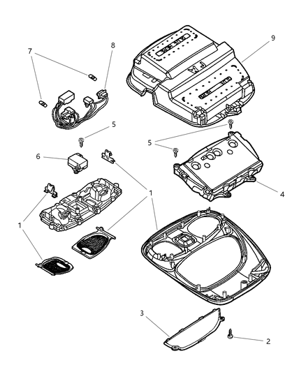 2000 Jeep Grand Cherokee Console Assembly, Beige Diagram for SF621L2AA