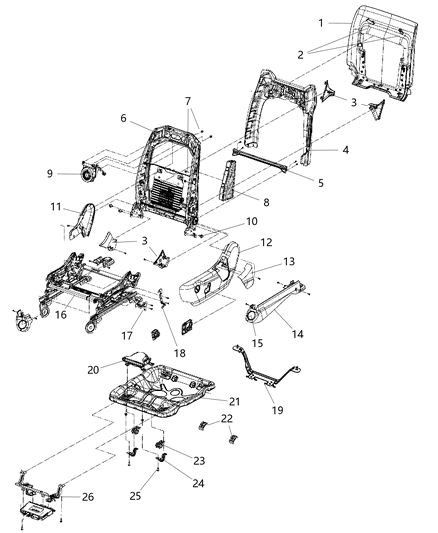 2018 Jeep Grand Cherokee Seat Adjuster Bracket Diagram for 68214371AC