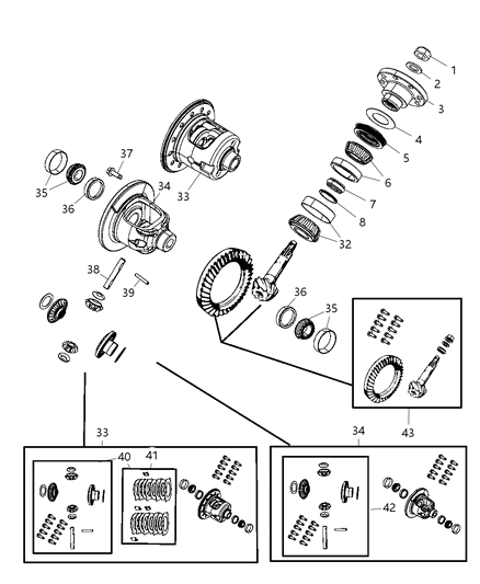 2010 Jeep Wrangler Differential Assembly, Rear Diagram 1 - Thumbnail