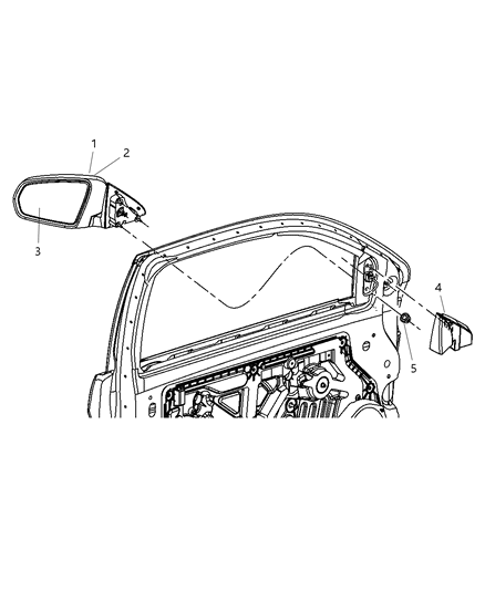 2010 Chrysler Sebring Power Mirror, Silver Steel, Front Passenger Side Diagram for 1AL001A4AC