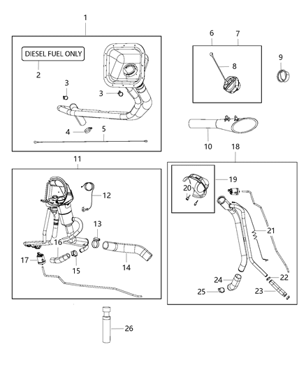 2013 Ram 3500 Hose Fuel Filler Diagram for 68175323AA