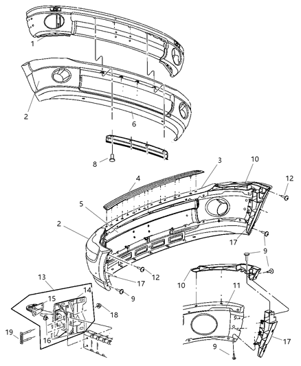 2009 Dodge Ram 3500 Bracket Bumper Diagram for 55077316AG