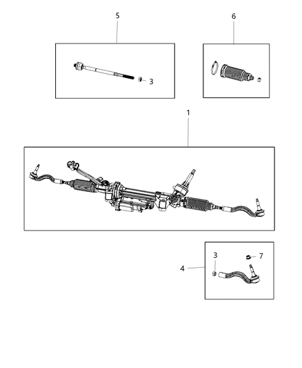 2017 Jeep Grand Cherokee Tie Rod Kit Inner End Diagram for 68303629AA
