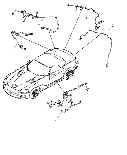 2009 Dodge Viper Wiring Door, Front Diagram for 5029927AB