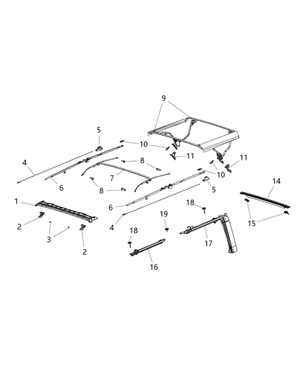 2017 Jeep Wrangler Soft Top Attaching Parts Diagram 2 - Thumbnail