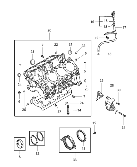 1999 Chrysler Sebring Short Block Diagram for MD349152