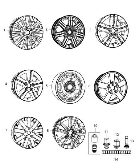2013 Ram C/V Wheel Nut Diagram for 6509769AA