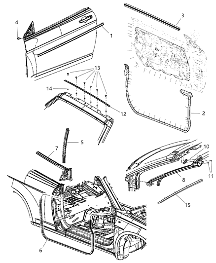 2014 Chrysler 200 Pillar Trim, Outer Diagram for 4389633AK