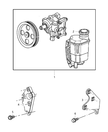 2015 Ram 3500 Cab Chassis Power Steering Pump & Reservoir Diagram 1 - Thumbnail