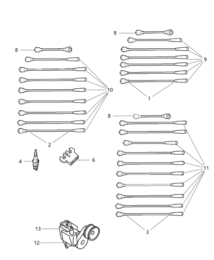 2000 Dodge Ram 2500 Regular Cab Spark Plugs, Ignition Cables And Coils Diagram