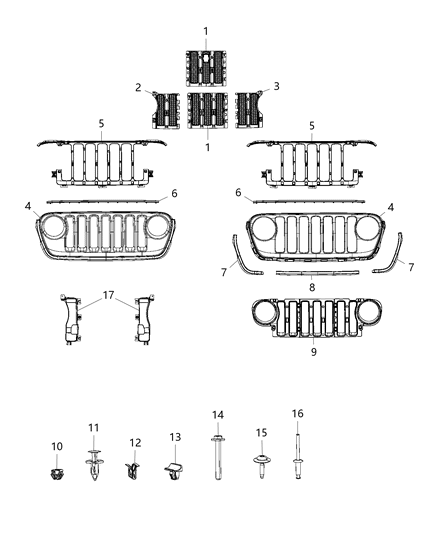 2018 Jeep Wrangler All-new Model Grille Diagram