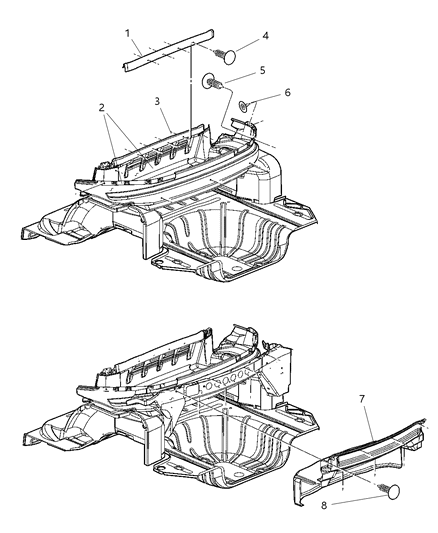 2001 Chrysler Sebring Sedan & Convertible Shelf Cargo Area Diagram