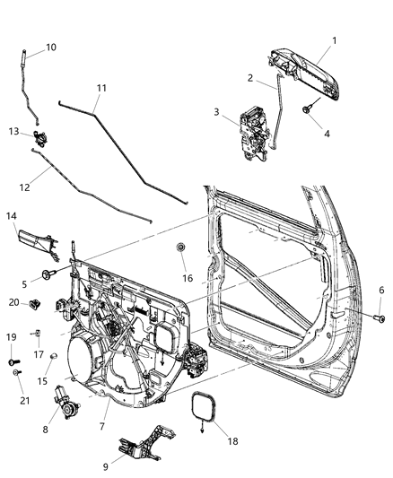 2020 Ram 3500 Pickup Rear Door - Hardware Components Diagram
