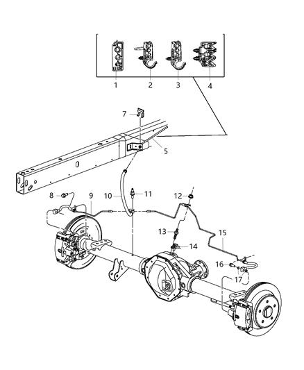 2012 Ram 4500 Hose Brake Rear Diagram for 52013814AG
