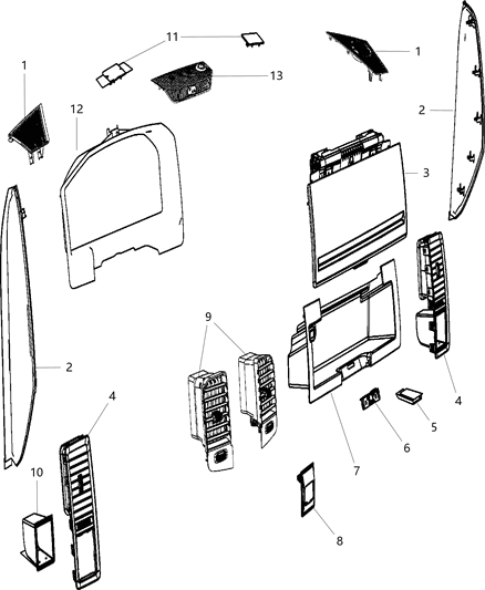 2013 Ram 1500 Instrument Panel Trim Diagram 2 - Thumbnail