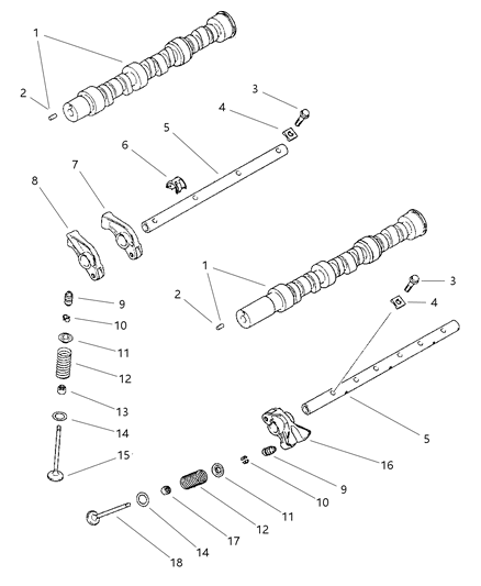 1999 Chrysler Cirrus Camshaft & Valves Diagram 3 - Thumbnail