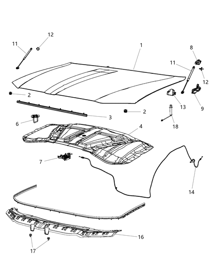 2016 Chrysler 300 Hinge Hood Diagram for 55113573AF