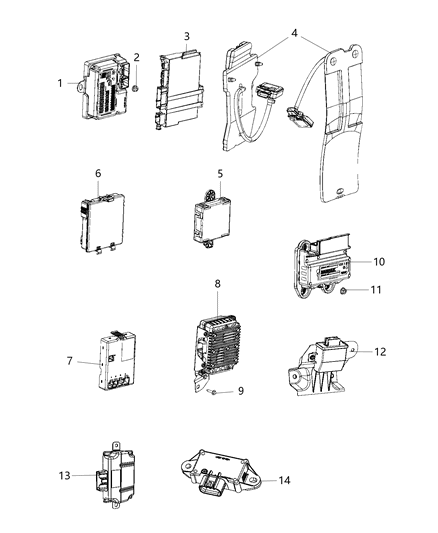 2019 Jeep Cherokee Module Occupant Restraint Diagram for 68421925AA