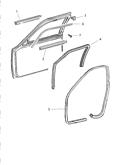 1997 Jeep Grand Cherokee Seal Glass Running Diagram for 55295700AB