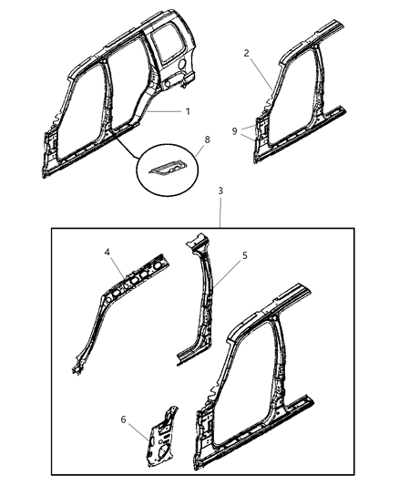 2002 Jeep Liberty Aperture Panel - Panels, Body Side Diagram