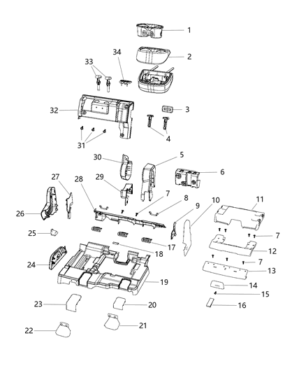 2019 Dodge Journey Second Row - Adjusters, Recliners, Shields And Risers Diagram 2 - Thumbnail