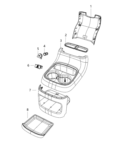 2021 Dodge Durango Floor Console, Rear Diagram 3 - Thumbnail