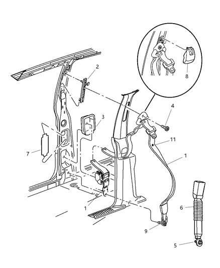 2002 Jeep Grand Cherokee Seat Belt Front Inner Diagram for 5GY001T5AB
