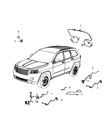 2021 Jeep Grand Cherokee Wire Harness, Front Diagram for 68413697AA